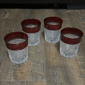 Luna Ruby Flashed CRYSTAL D'ADRIANA Ruby Red Set of 4 Glasses 8 Oz Old Fashioned
